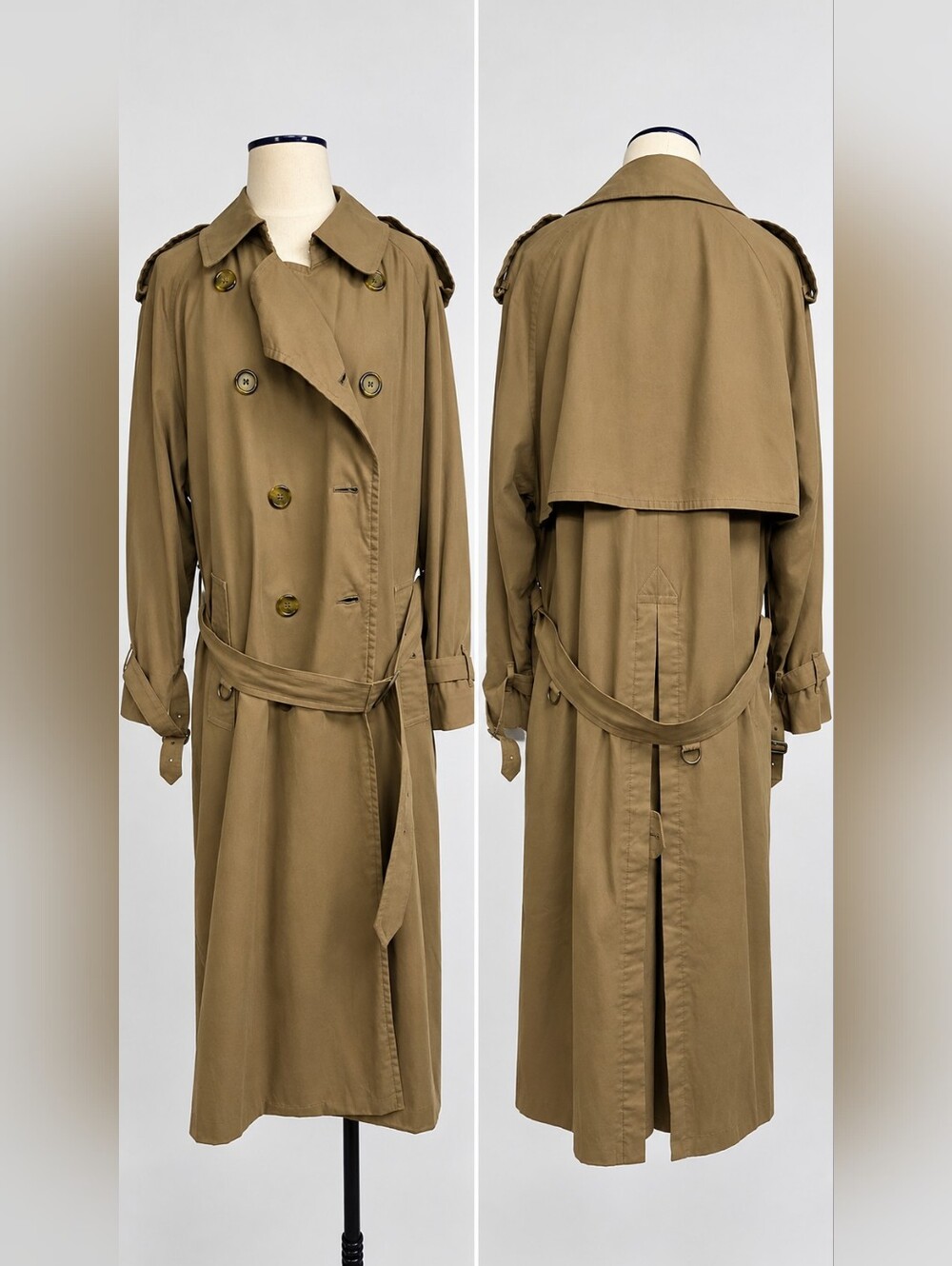 Burberrys Vintage Plaid Lined Trench Coat Size 38 Short Tan